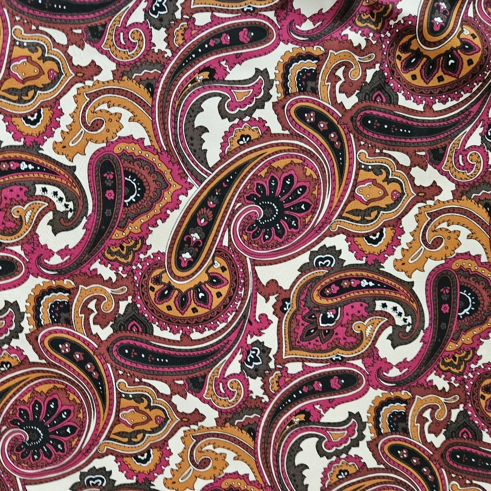 Purple & Orange Paisley Medallion Border Scarf | SZ 35